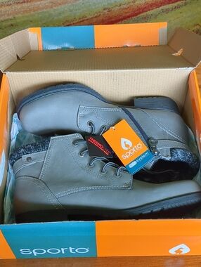 NWT Sporto Leslie 2 Ankle Boots Grey Womens Sz 10 Water Resistant Lace Up Warm